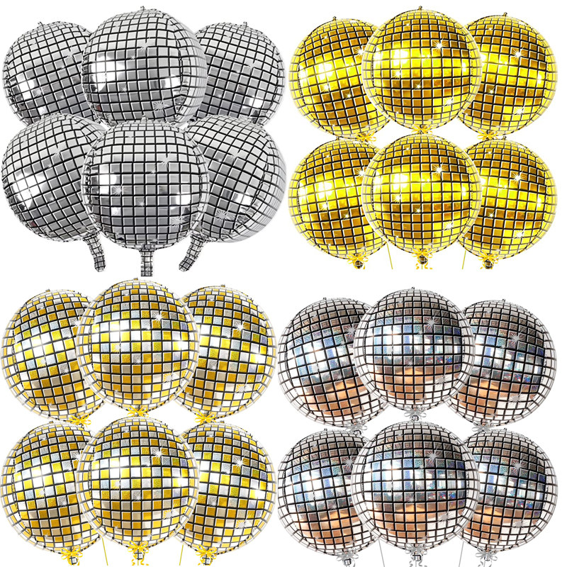 6pcs 22 inch disco ball balloons 70s disco party decor  4d b
