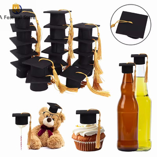 10PC Mini Woven Bottle Felt Non Topper Cap Graduation Hat