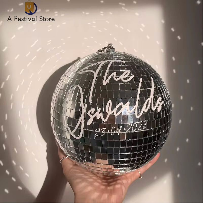 Personalised Disco Ball 20cm Party & Wedd Unique Gift Disco