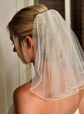 Wedding Veil Comb Bridal Short Crystal Bachelorette Party