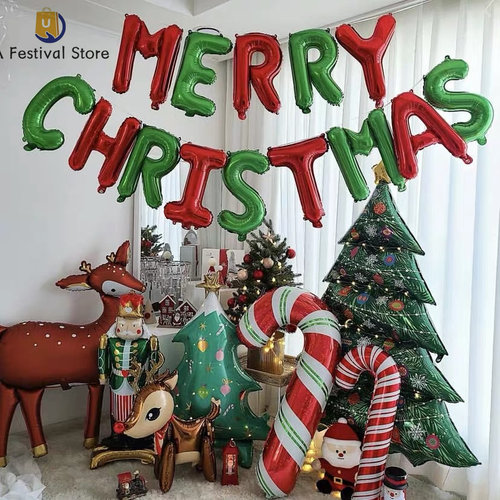 圣诞节装饰铝膜气球新年晚会背景