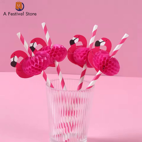 夏威夷吸管水果伞雨伞吸管火烈鸟