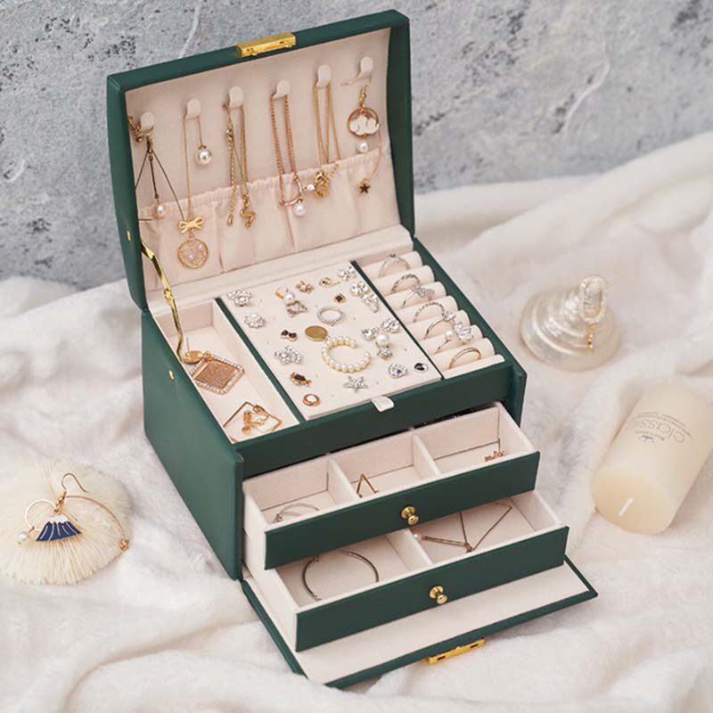 new luxury storage jewelry box with portable silk thread sto