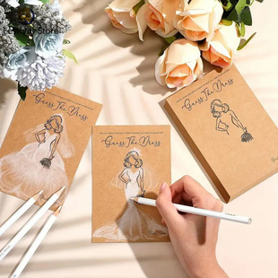 Wedding Dress Game Card with Pens Guess Dress Bridal Shower