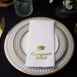 Napkins Guest Graduation Cap Foil Congrats Gold Grad
