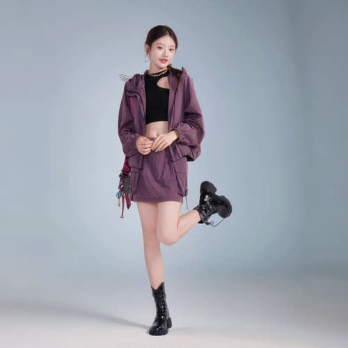 co&sheng黑加仑紫/小个子定制双色运动短裙户外装风酷帅感