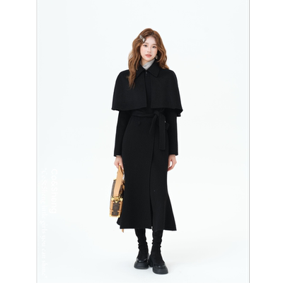 臻绒夜语/Co&Sheng小个子春季新款女羊毛大衣外套设计款显瘦气质