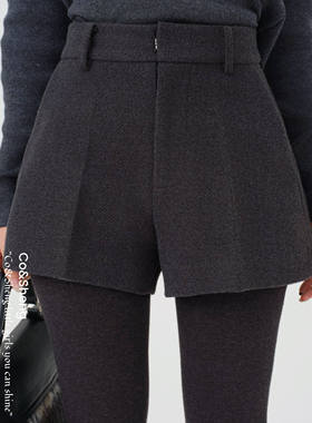 晴空灰/Co&Sheng重生小个子秋季高腰阔腿裤无弹短裤秋季外穿百搭