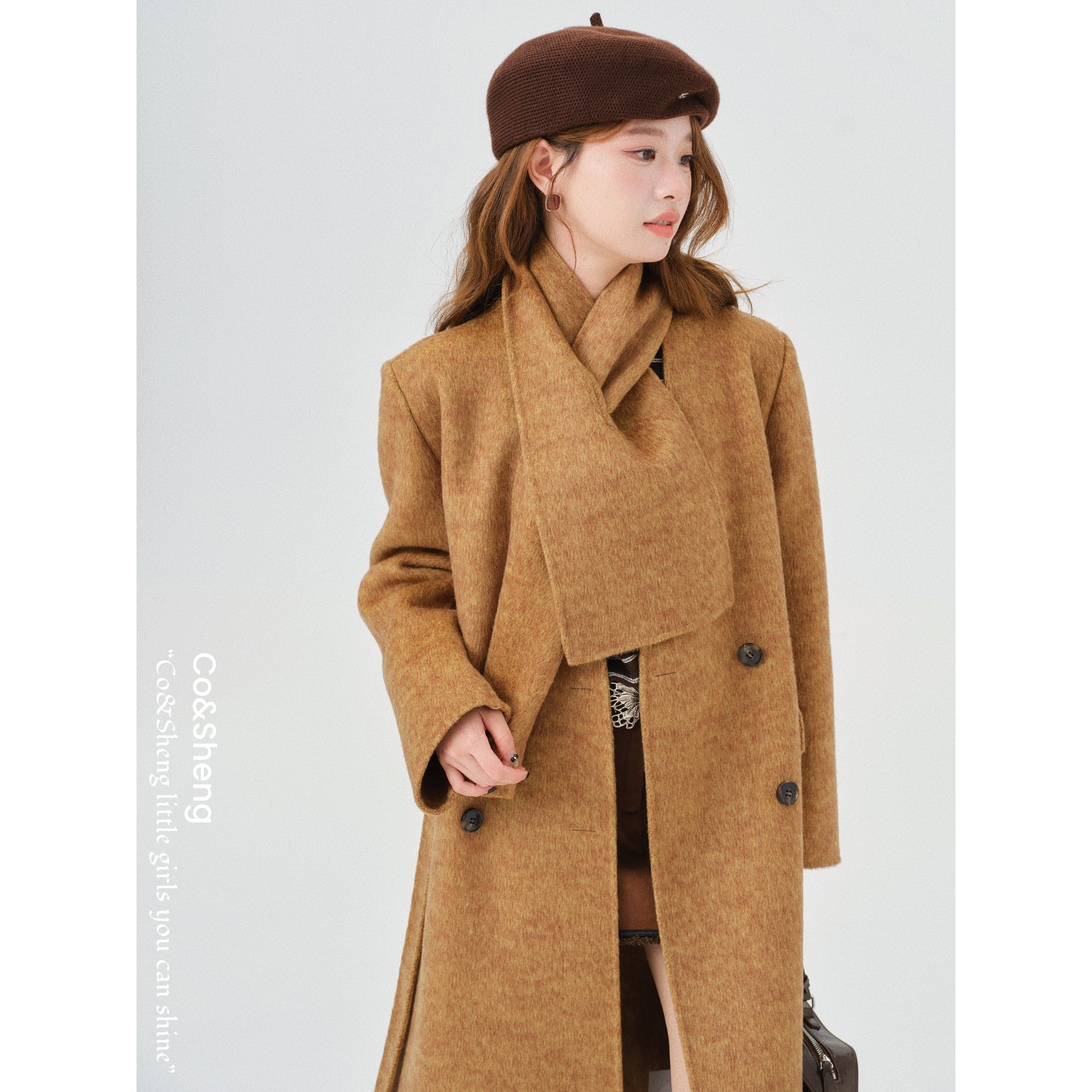 日光倾城/Co&Sheng小个子长款女毛呢外套大衣直下摆季女士秋冬