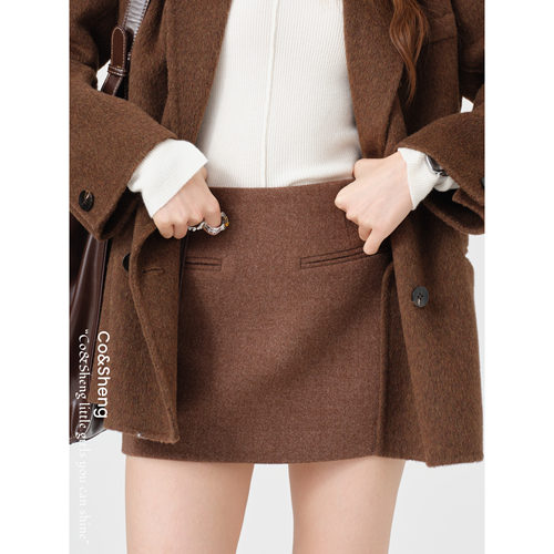 花呢/小个子定制秋冬新款毛呢短裙半身裙时尚百搭气质显瘦高腰