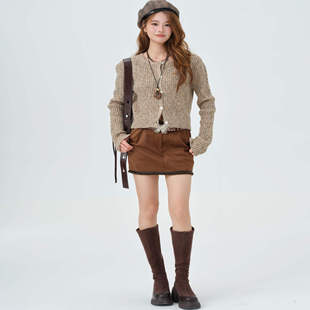 秋日私语/春季新款长袖薄款毛针织开衫常规袖百搭纯色时尚复古