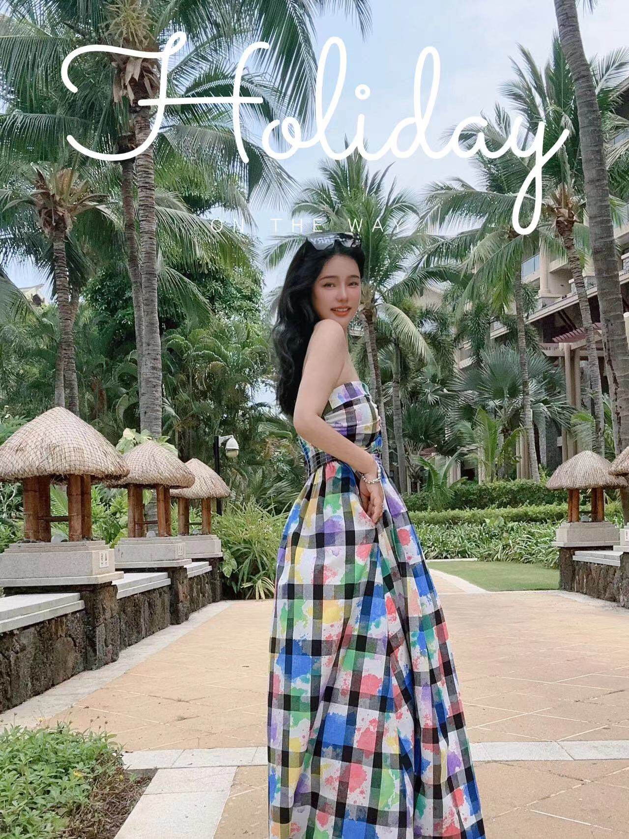 夏日缤纷/co&sheng小个子抹胸连衣裙夏季新品高腰显瘦长裙度假