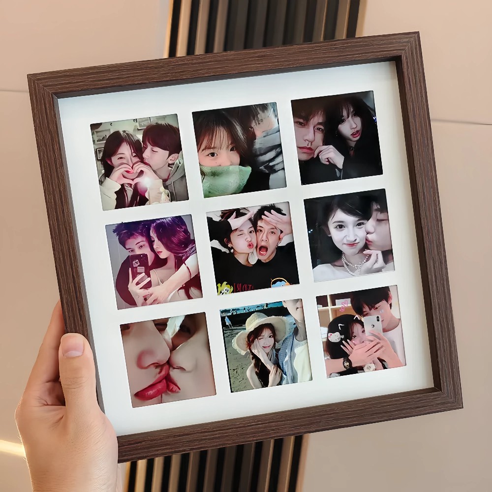 diy定制九9宫格相框洗照片做成纪念册七夕情侣礼物挂墙婚纱照画框