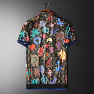 男士开衫短袖T恤 55006 M-3XL P105 平铺图图片