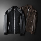 男士绵羊皮拼接夹克外套M-3XL25891P490，男装夹克，钱塘6021