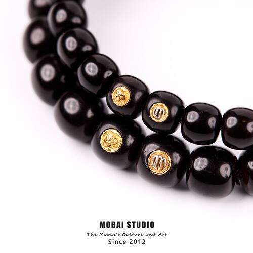 MOBAI默白出品-「M5级别·老型·点状棕线」椰蒂老型单圈手串