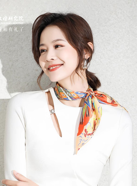 敦煌研究院 乐舞飞天莲花丝巾 文创生日礼物敦煌丝巾春通勤包挂