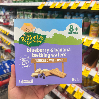 澳洲Rafferty's Garden婴幼儿磨牙脆饼干8个月+铁辅食Wafers 60g