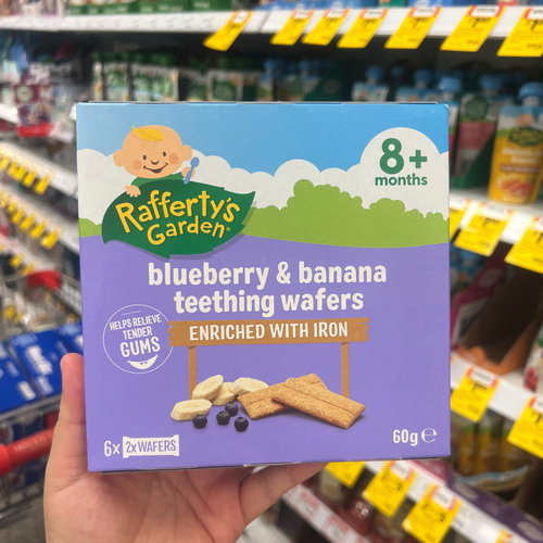 澳洲Rafferty's Garden婴幼儿磨牙脆饼干8个月+铁辅食Wafers 60g