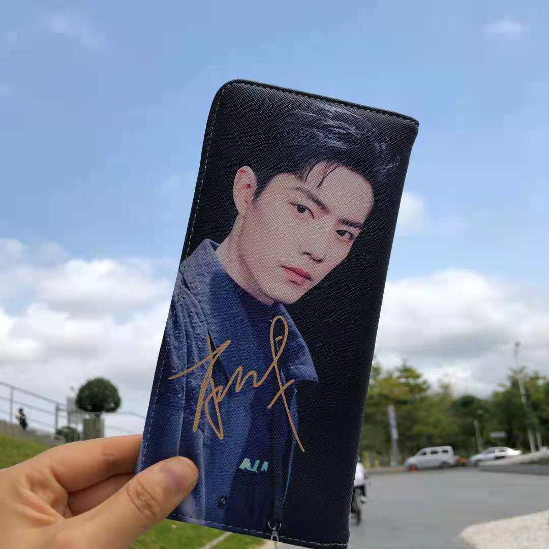 肖战一博周边爱豆时尚搭扣零钱包长款发图照片定制多功能印花钱夹