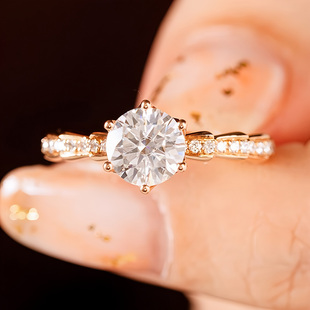 我爱钻石网爱的阶梯钻戒女gia一克拉钻石戒指真钻求婚婚戒定制