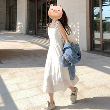 官方初恋小个子白色吊带连衣裙子女夏季2025新款海边穿搭一整套装