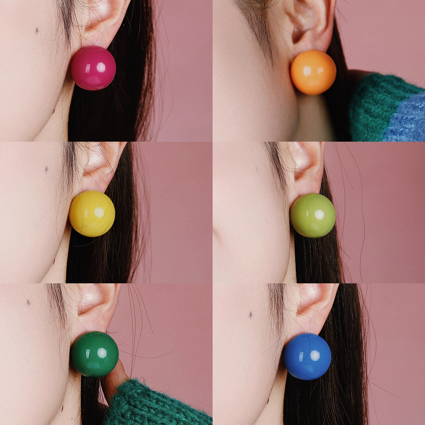 蒜了耳饰2026新款小众设计感简约耳钉女多彩半球原创设计夸张耳饰