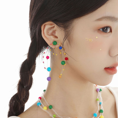 蒜了耳饰周也同款烟花耳钉多巴胺可爱少女心耳夹手工原创耳环新年