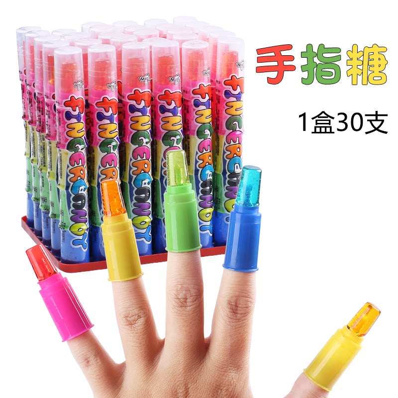 水果味棒棒糖儿童玩具手指糖水果味指尖糖钻石棒棒糖网红糖果搞怪