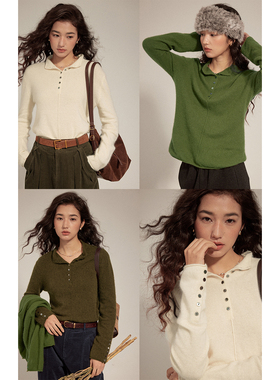 solighter 法式复古羊毛半高领针织衫女秋冬2025新款显瘦打底衫