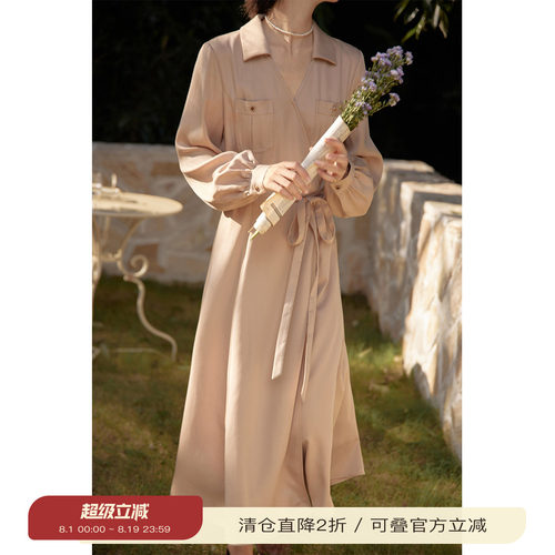 solighter法式复古衬衫连衣裙