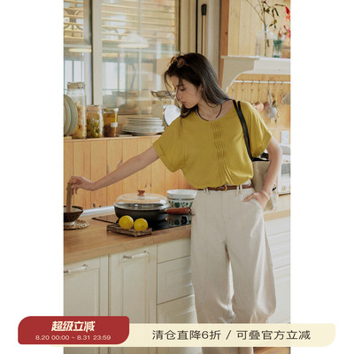 solighter法式亚麻蝙蝠袖衬衫