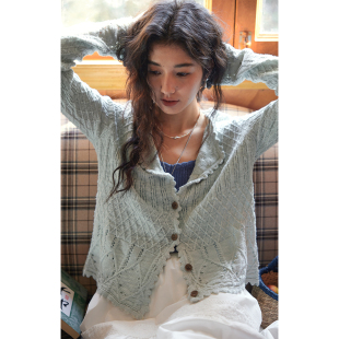 法式 复古长袖 重工钩花针织开衫 2026新款 针织上衣 女春季 solighter