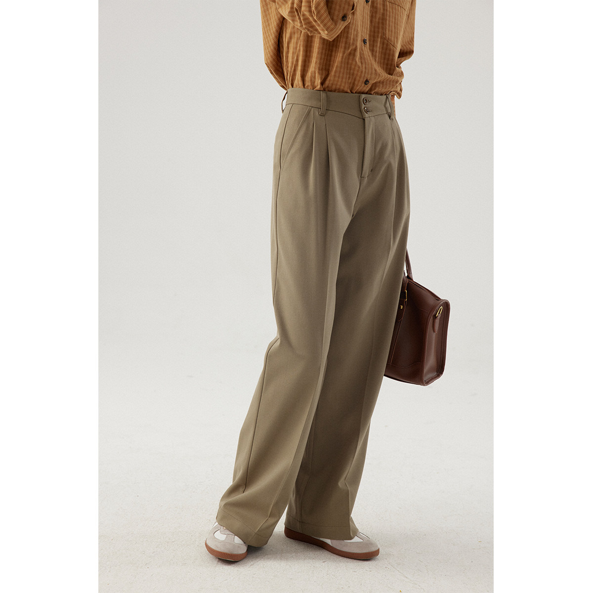 solighter复古羊毛混纺直筒休闲裤2025冬季新高腰显瘦阔腿拖地裤,女装/女士精品,休闲裤,淘宝优惠券,粉丝福利购,淘宝优惠卷