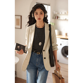 法式 2026新款 复古亚麻薄款 外套女春季 显瘦宽松外套 西装 solighter