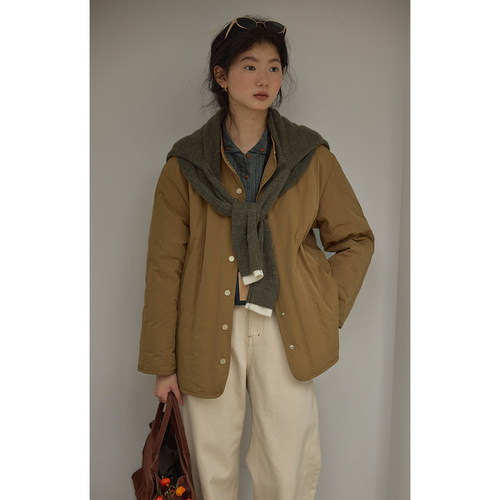 solighter复古立领绗线羽绒服