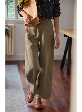 solighter 法式莱赛尔羊毛弯刀裤休闲裤女秋冬新款显瘦高腰长裤