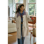 宽松中长款 solighter 2025新款 复古撞色立领风衣女秋季 外套 法式