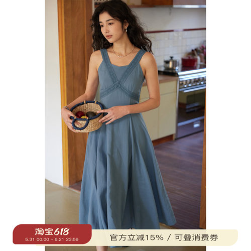 solighter花边无袖背心连衣裙