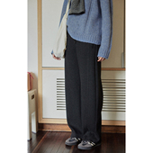 法式 醋酸羊毛混纺抽绳休闲裤 女秋冬2025新款 solighter 针织阔腿裤