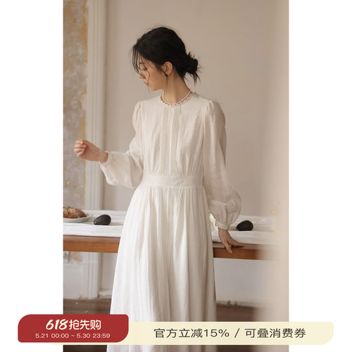 solighter法式苎麻收腰连衣裙