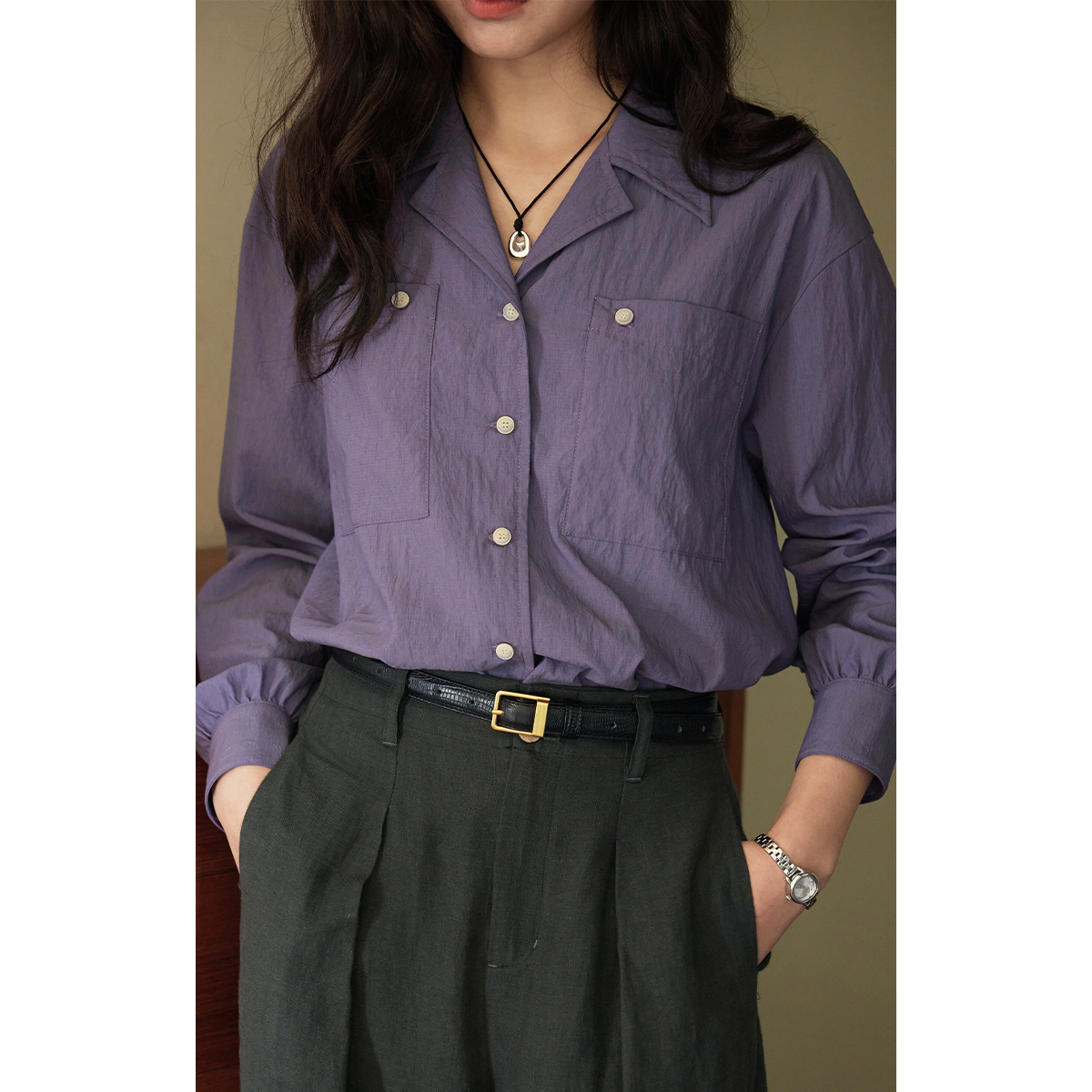 solighter法式天丝古巴领衬衫