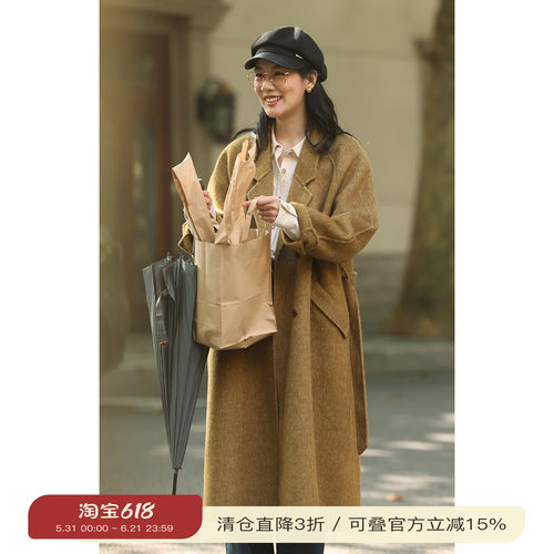 solighter纯手工羊毛双面呢大衣