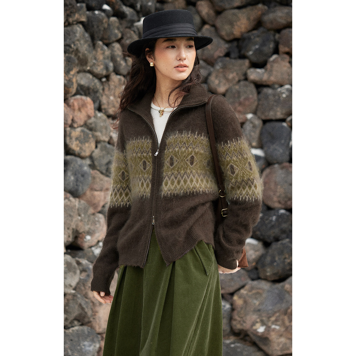 solighter 法式复古羊毛费尔岛拉链针织开衫女秋冬新款提花毛衣,女装/女士精品,毛衣,淘宝优惠券,粉丝福利购,淘宝优惠卷