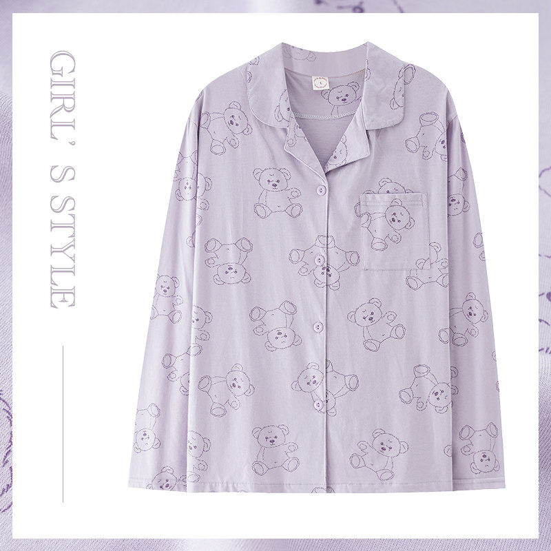 单件女睡衣上衣秋冬季纯棉长袖女大码家居服可外穿春秋女睡衣全棉