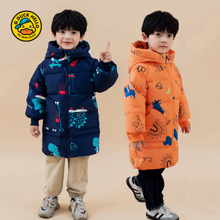 外套 加厚白鸭绒秋冬季 哈罗小黄鸭儿童羽绒服中长款 连帽男女宝宝装