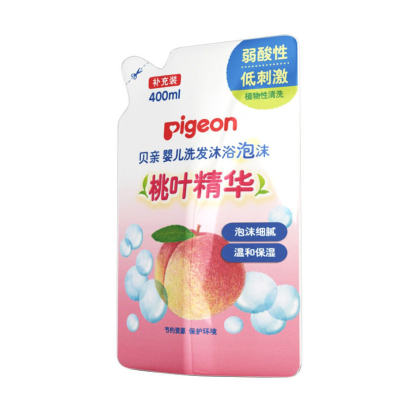 【品牌授权】贝亲婴儿儿童洗发沐浴泡沫（桃叶精华）补充装 400ml