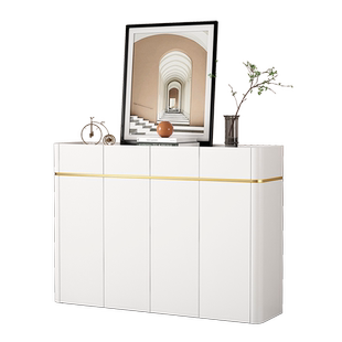 轻奢岩板鞋柜 烤漆白色极简高端大容量玄关柜门厅阳台简约现代柜