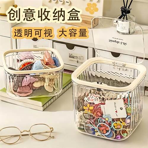 【下单立减50】创意透明可视桌面垃圾桶家用儿童发饰发圈收纳盒BW