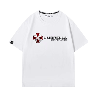 安布雷拉标志电影生化危机短袖保护伞公司衣服男女宽松纯棉T恤夏